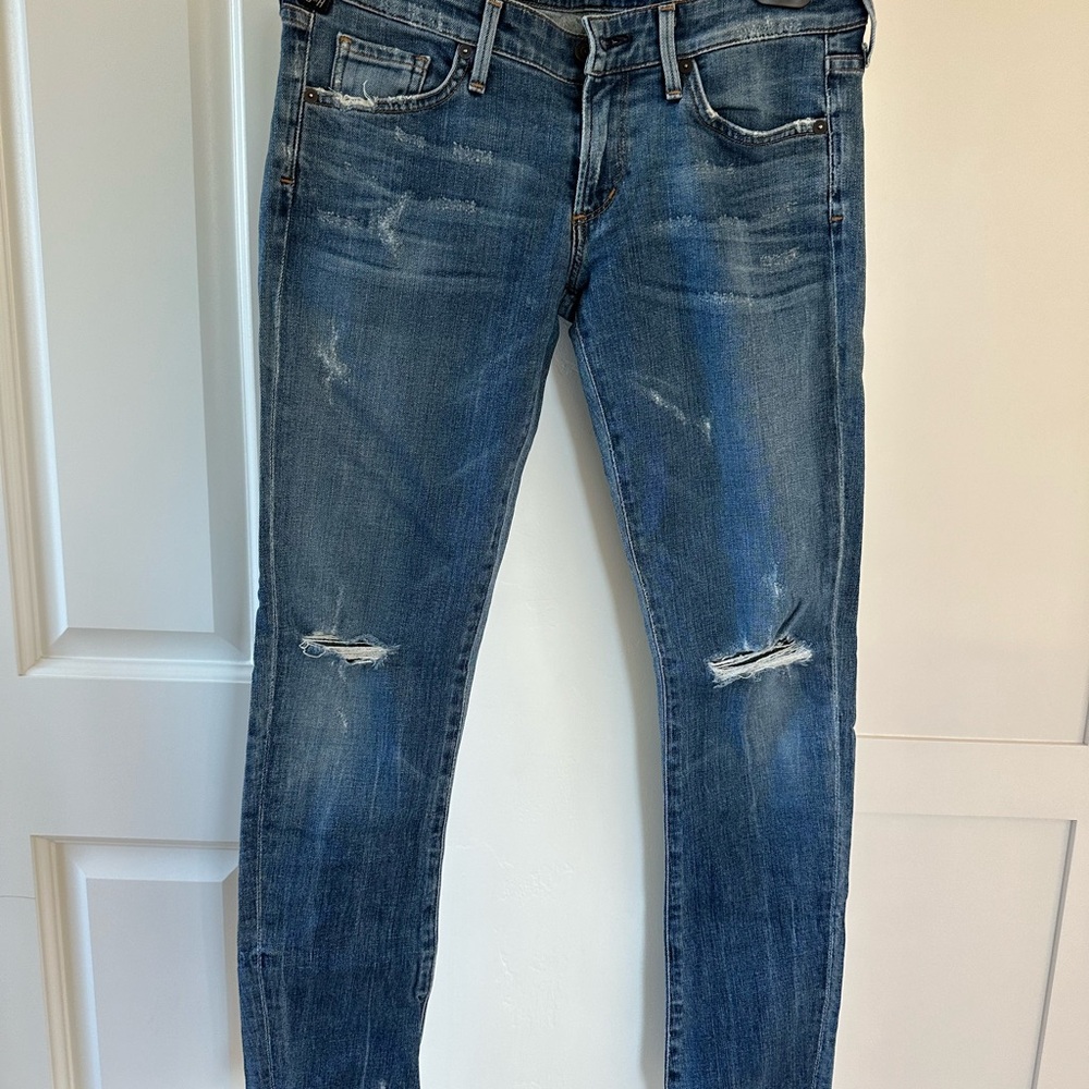 Citizens Of Humanity Blue Skinny Jeans Distressed Casual